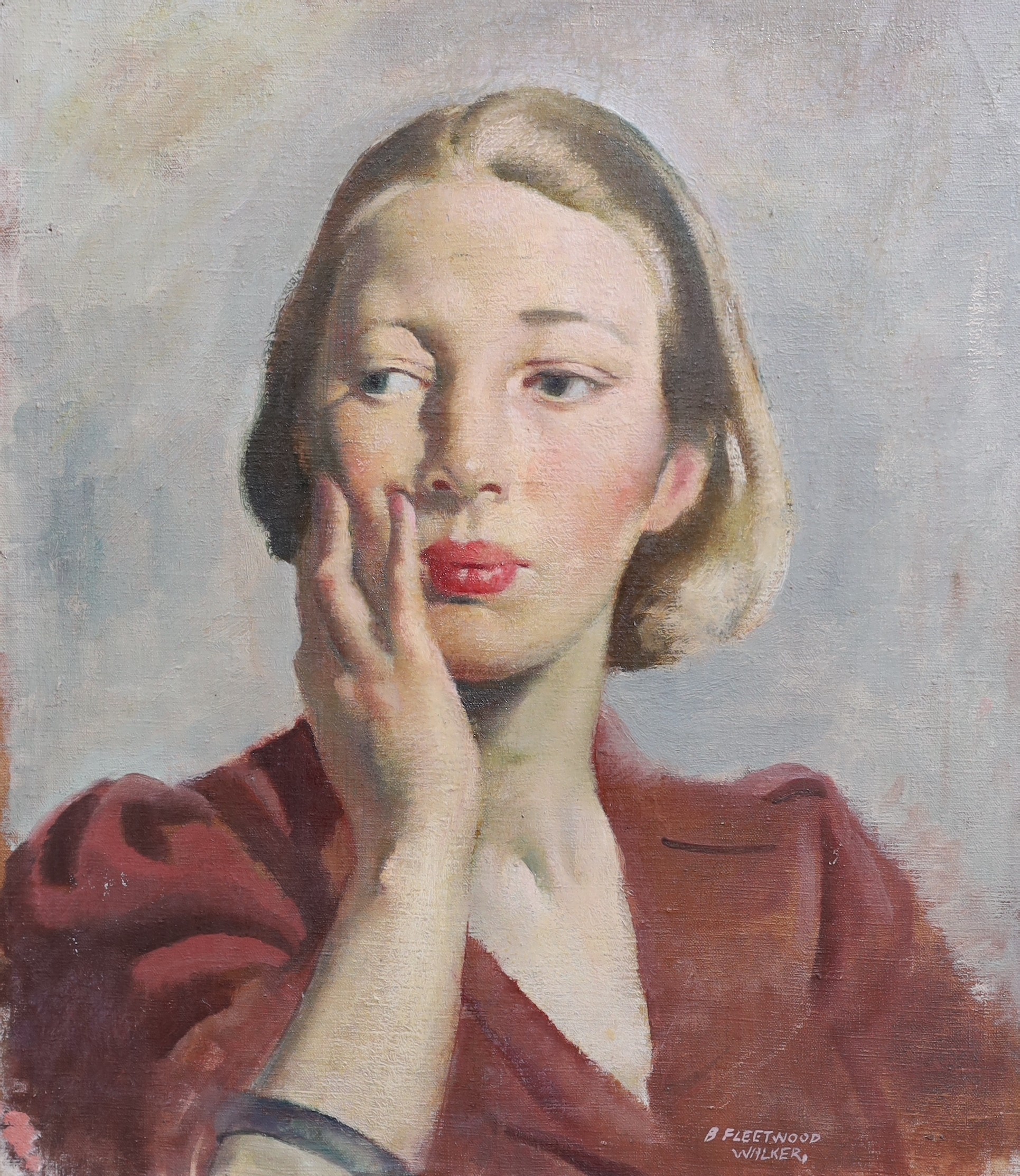 Bernard Fleetwood Walker RA, RWS, RP, ROI, NEAC (1893-1965), Portrait of Teresa, oil on canvas laid on board, 48.5 x 42.5cm